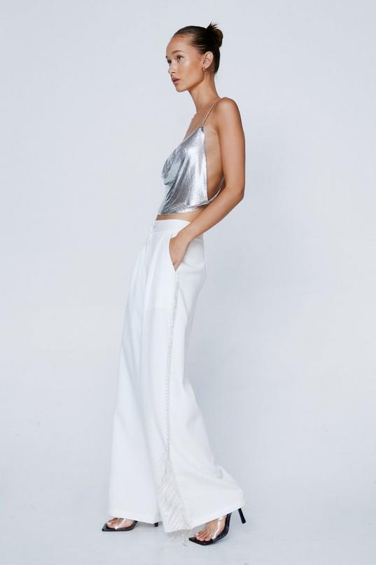 Diamante Trim Wide Leg Pants Product Image