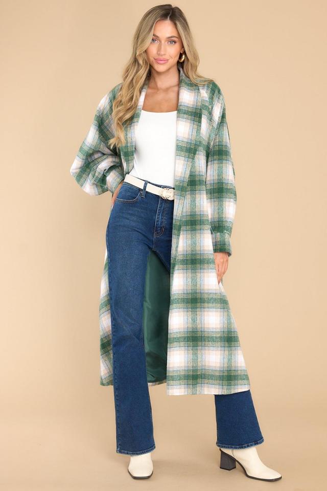 Aura Cuddly Company Green Plaid Coat Product Image