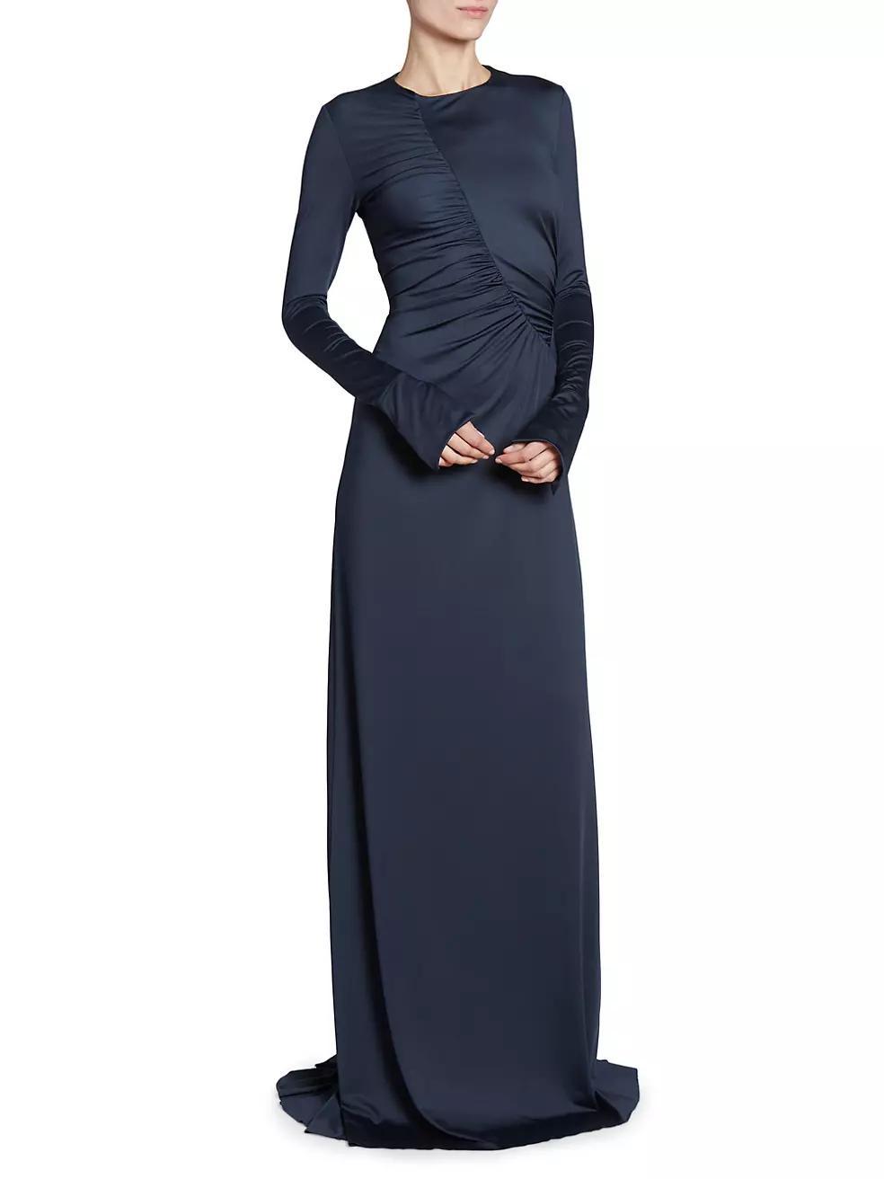 Ruched Long-Sleeve Gown Product Image