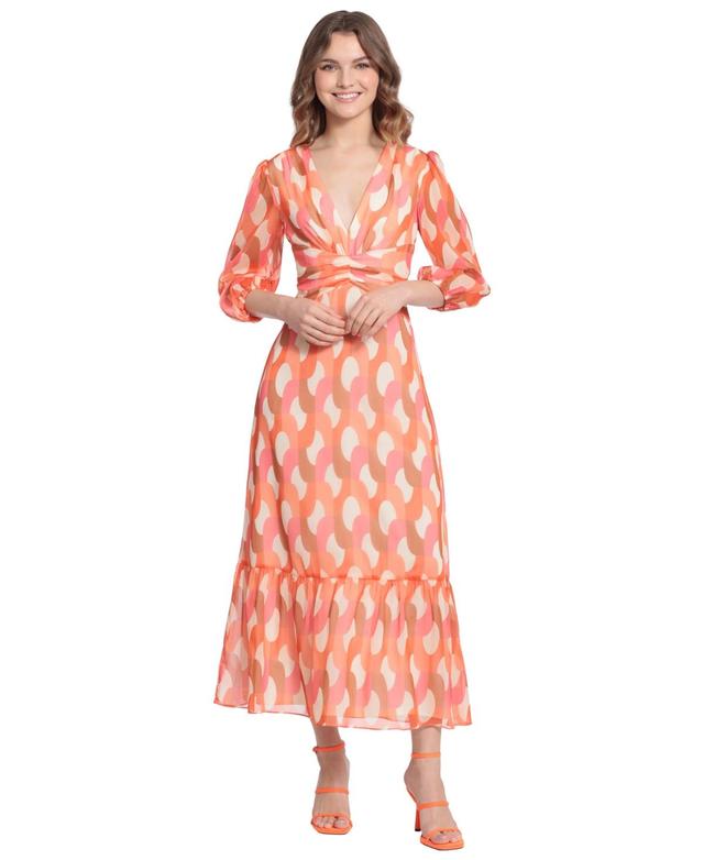 Donna Morgan Womens Geo-Print Maxi Dress - Cream Product Image