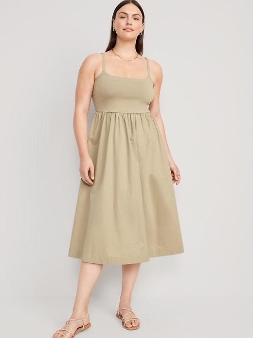 Fit & Flare Combination Midi Dress Product Image