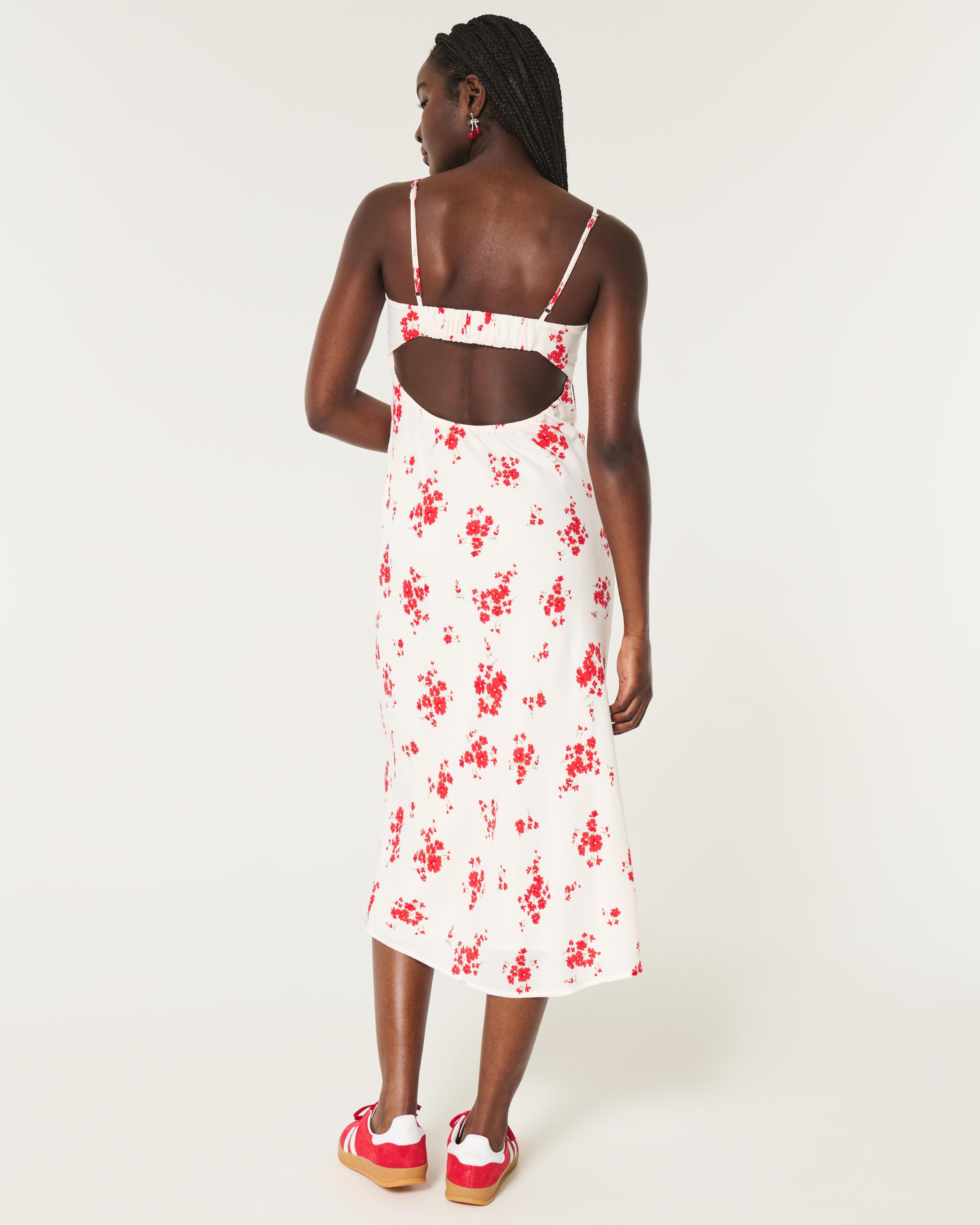 Crepe Open Back Midi Slip Dress Product Image