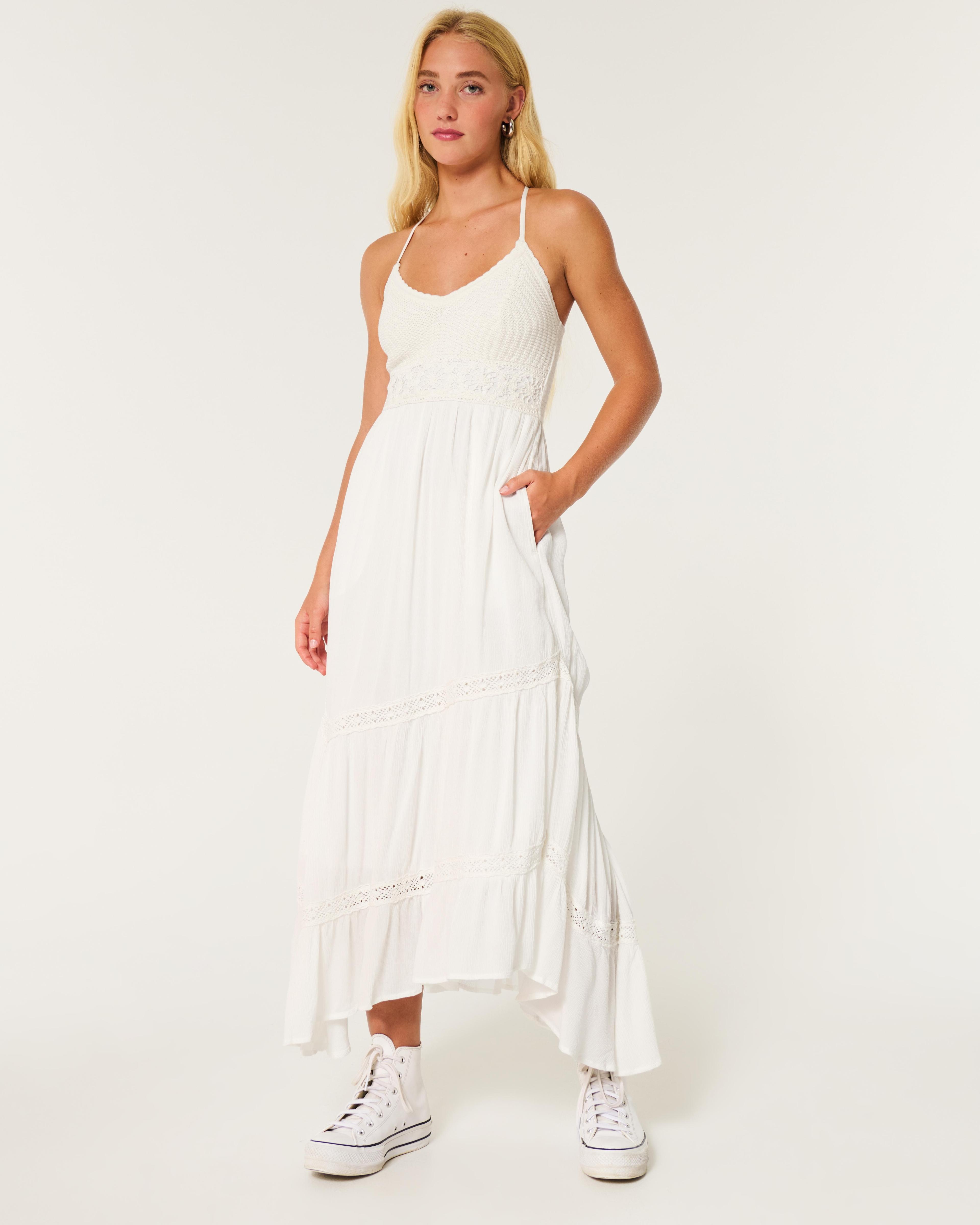 Crochet-Style Mix Maxi Dress Product Image