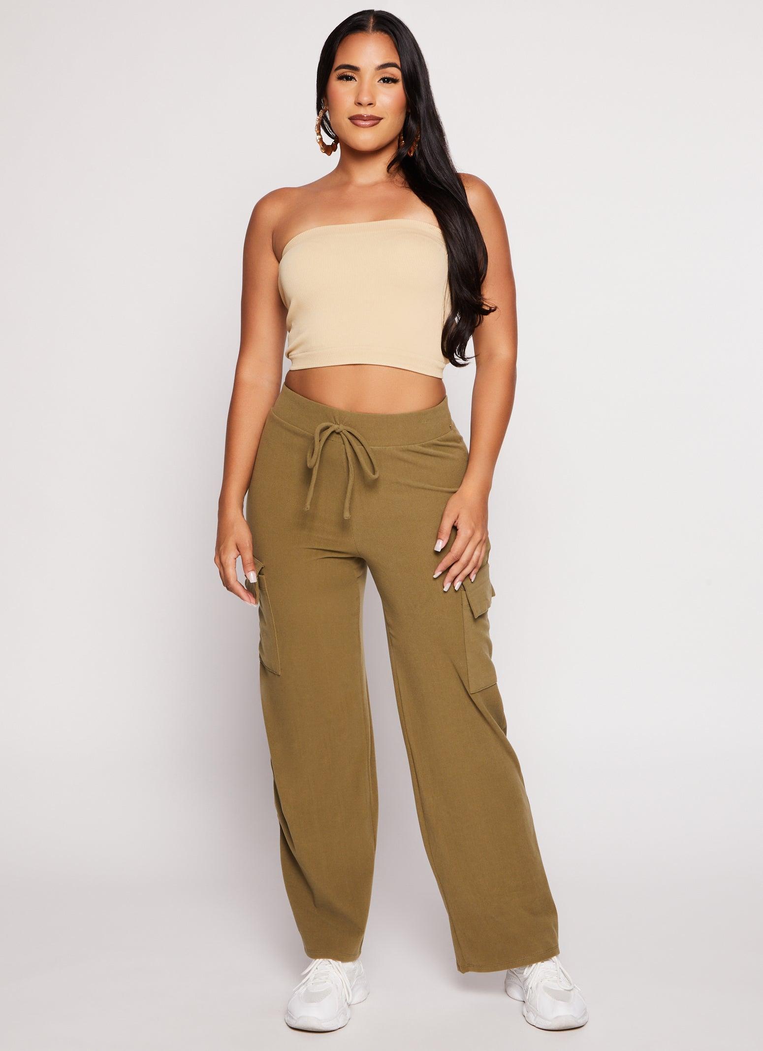 Womens Cargo Pocket Wide Leg Sweatpants product image