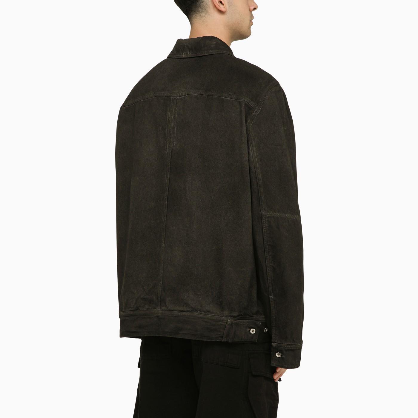 Black Washed-effect Denim Jacket In Grey Product Image