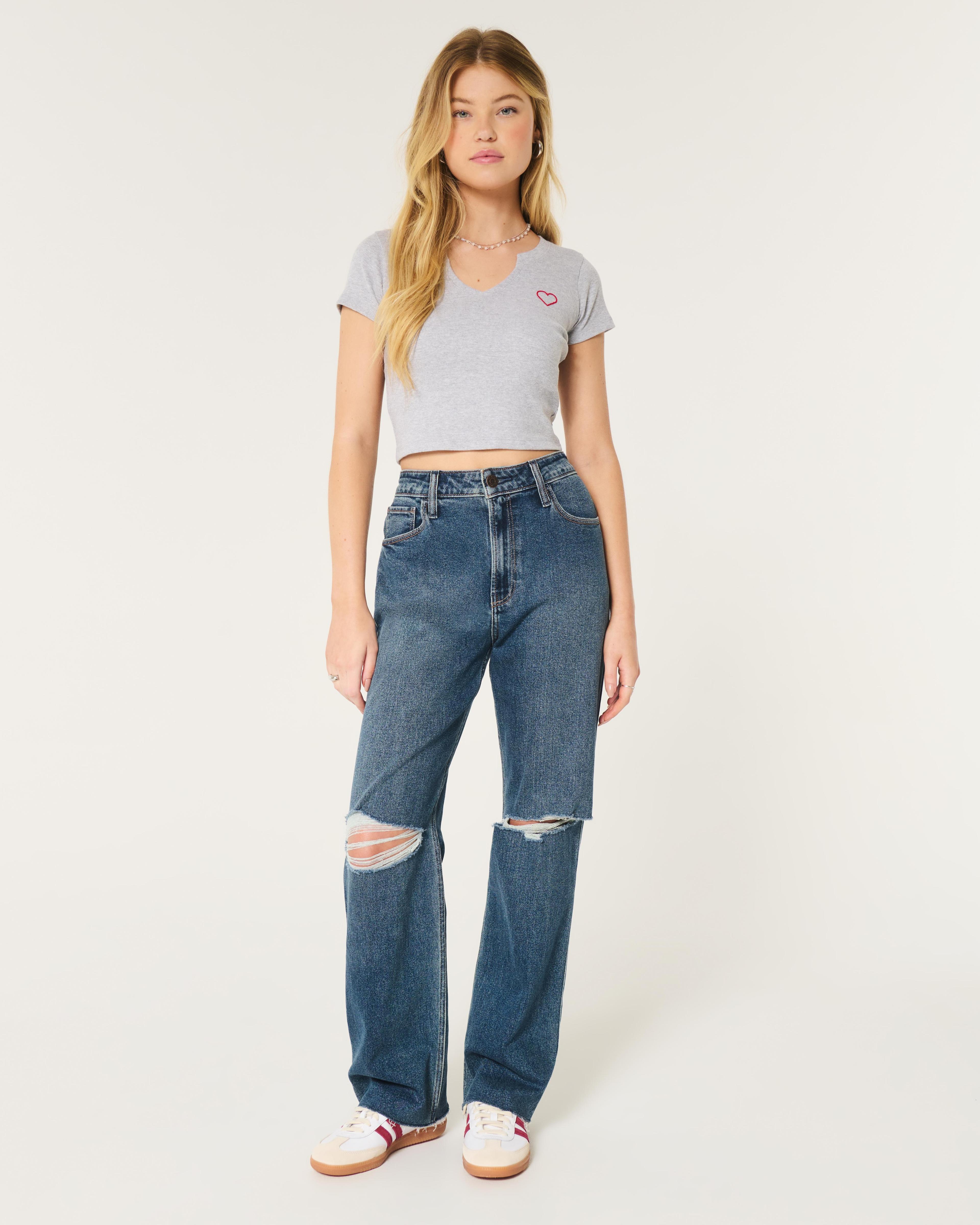 Ultra High-Rise Ripped Dark Wash Dad Jeans product image