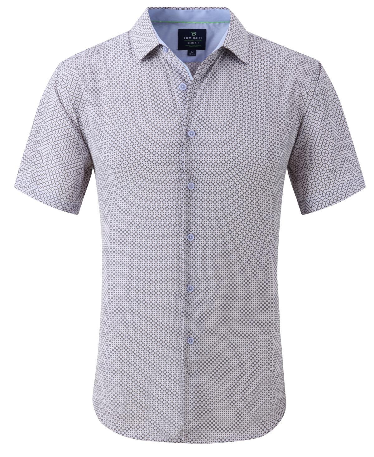 Tom Baine Mens Geometric Slim Fit Shirt - White Product Image