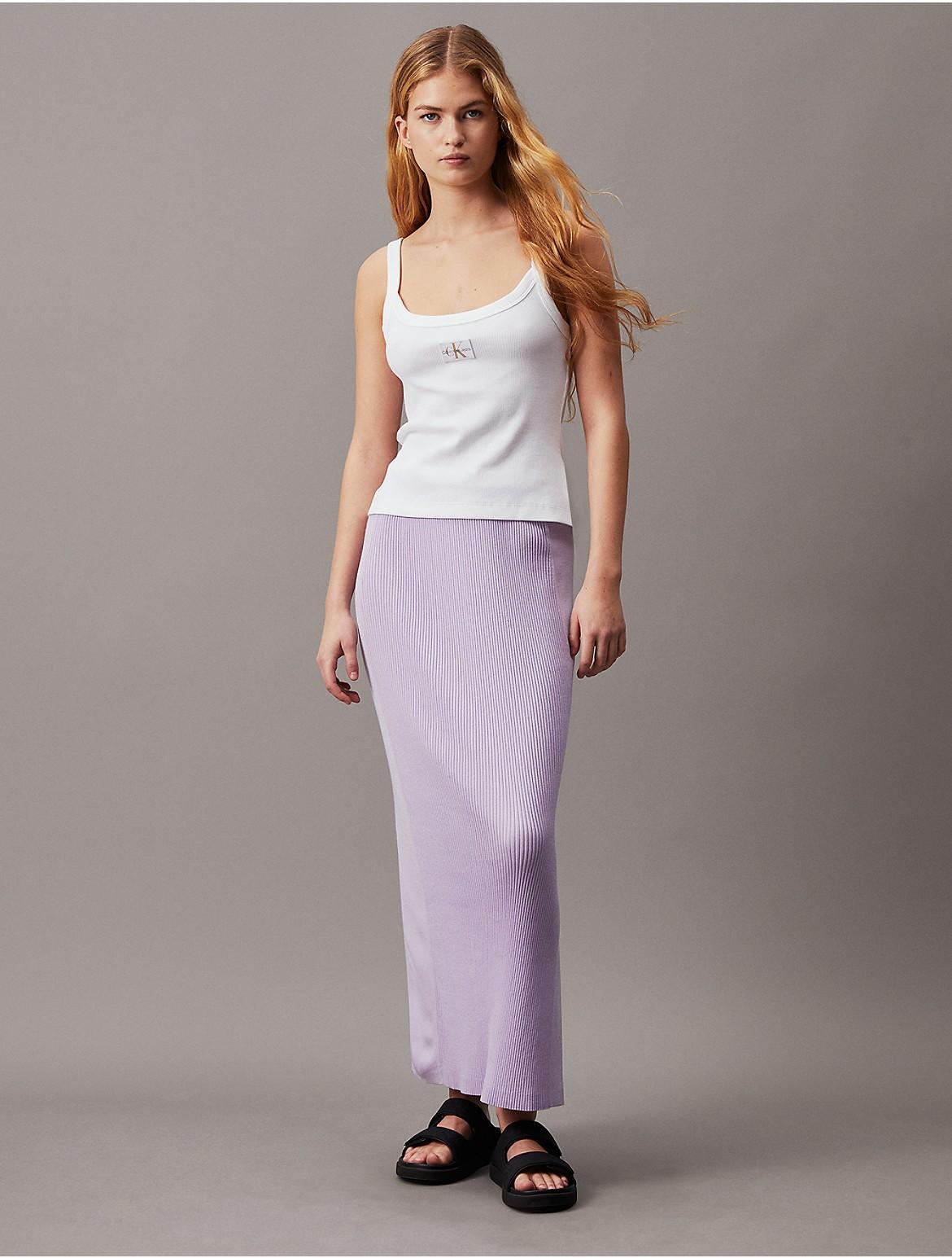 Calvin Klein Womens Ribbed Monogram Logo Sweater Maxi Skirt - Purple - XL Product Image