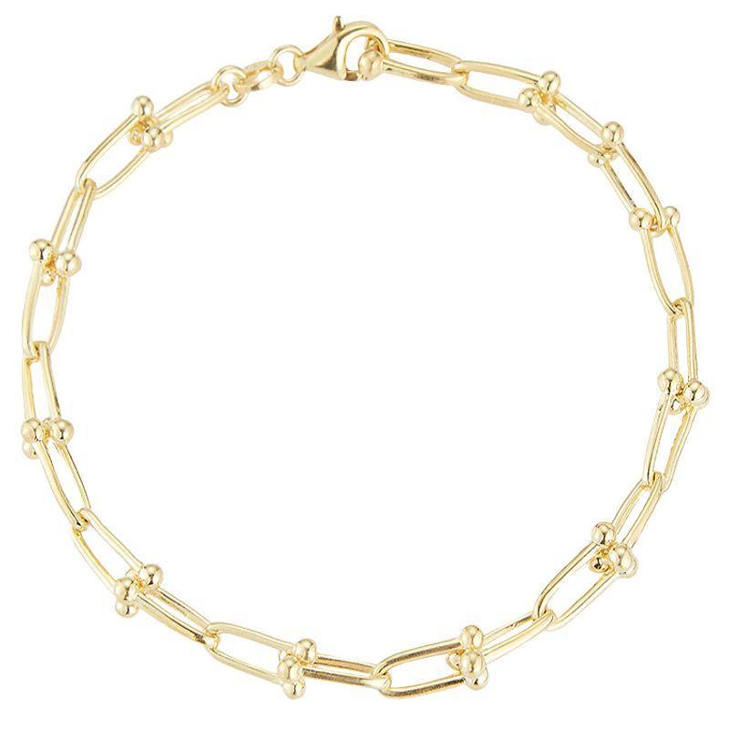 Sunkissed Sterling 14k Gold Over Silver Stirrup Link Bracelet, Womens Gold Tone Product Image