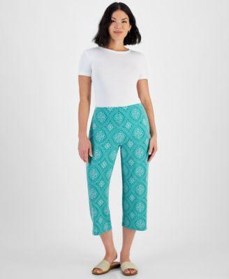 Petite Printed Pull-On Capri Pants, Created for Macy's Product Image