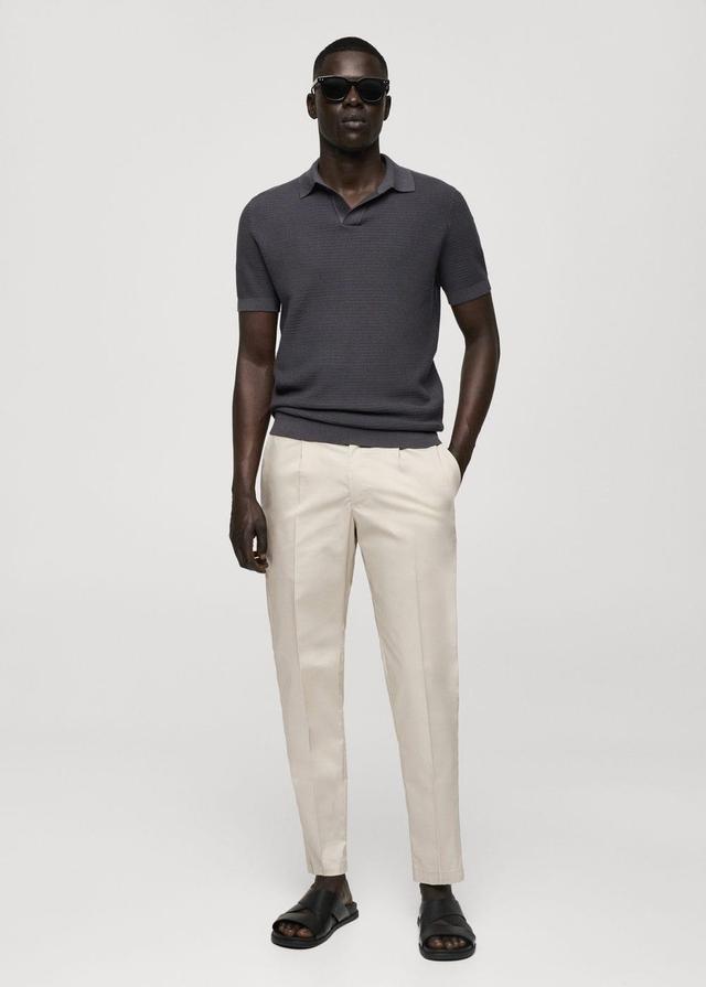 MANGO MAN - Slim-fit cotton pleated pants beigeMen Product Image