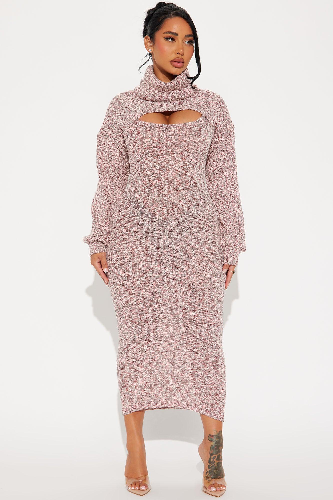 Laurie Sweater Maxi Dress Set - Marsala Product Image