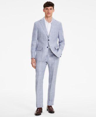 Tommy Hilfiger Mens Modern Fit Blue Plaid Linen Suit Separates Product Image