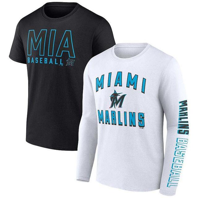 Mens Fanatics Branded /White Miami Marlins Two-Pack Combo T-Shirt Set Product Image