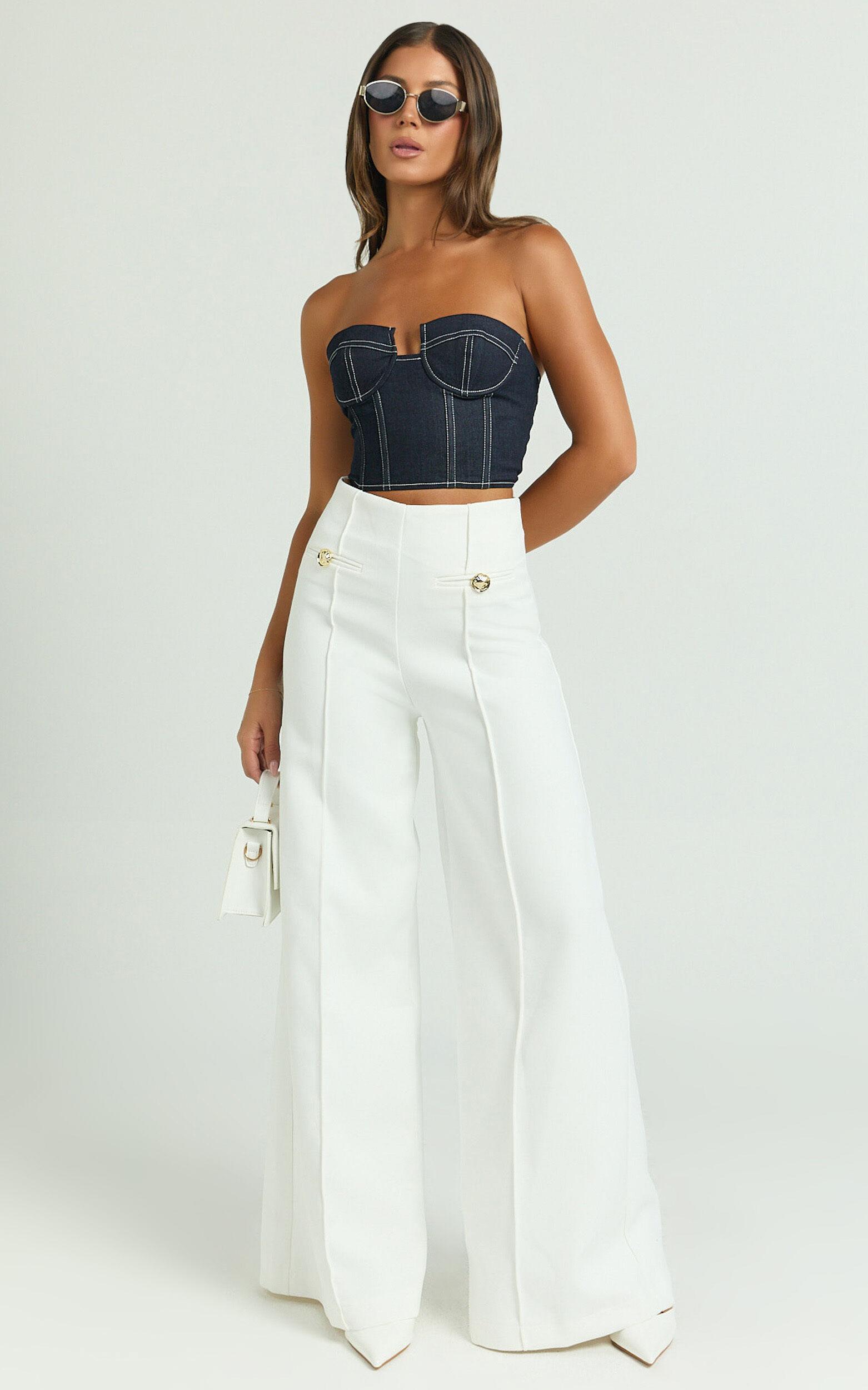 Carol Top - Denim Corset Top in Dark Raw Denim Product Image