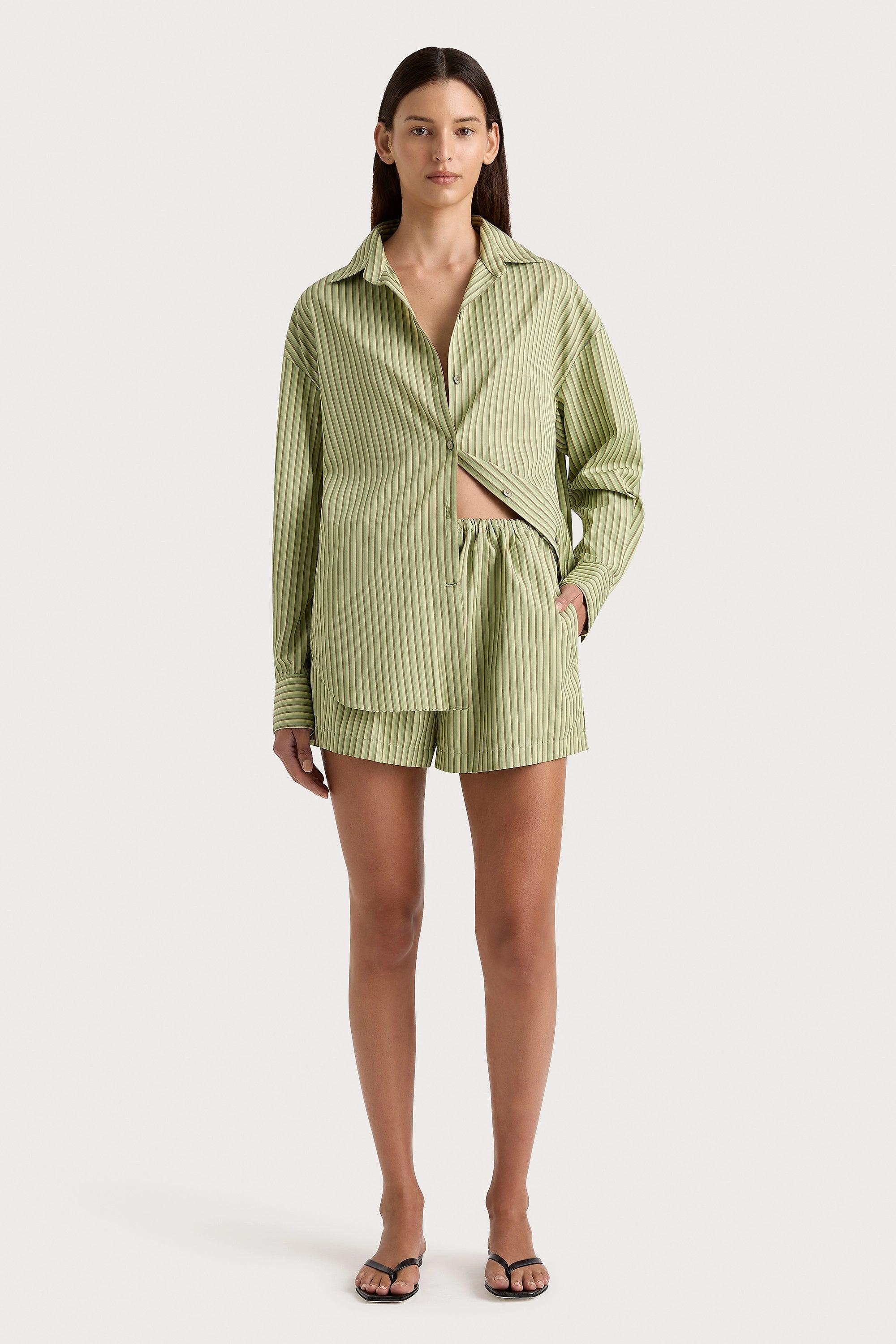 Freja Shorts Green Stripe Product Image