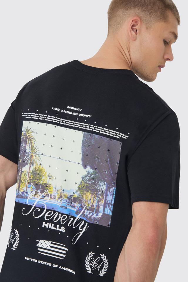 Beverly Hills Landscape Back Print T-Shirt | boohooMAN USA Product Image