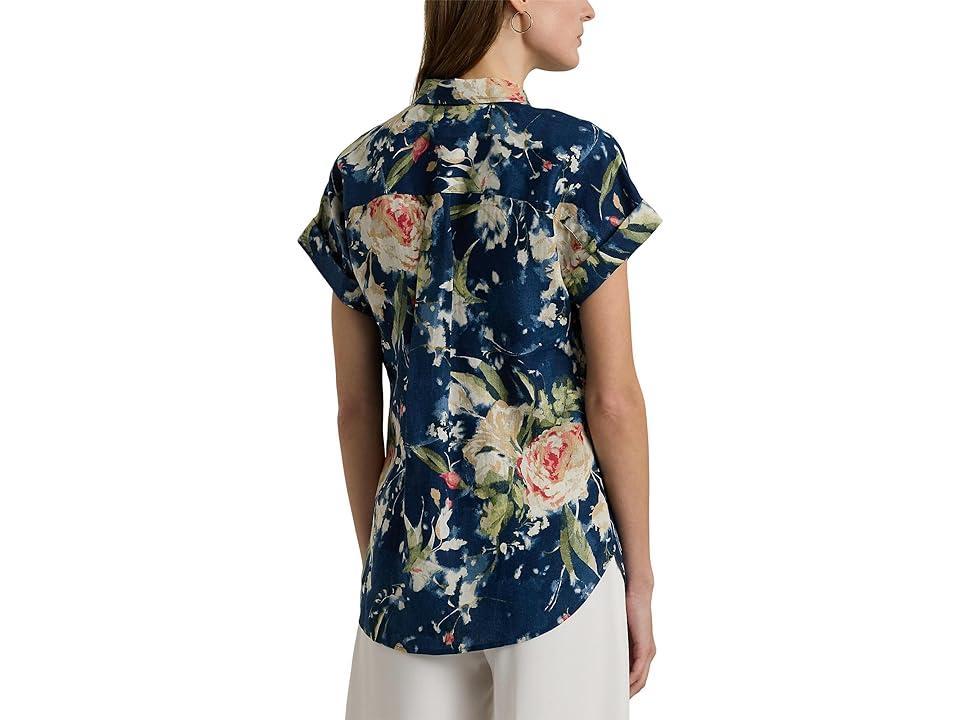 LAUREN Ralph Lauren Relaxed Fit Floral Short-Sleeve Shirt Multi) Women's Clothing Product Image