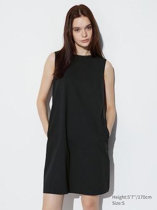 Womens Ultra Stretch Airism Sleeveless Mini Dress with Quick-Drying Black Small UNIQLO US Product Image