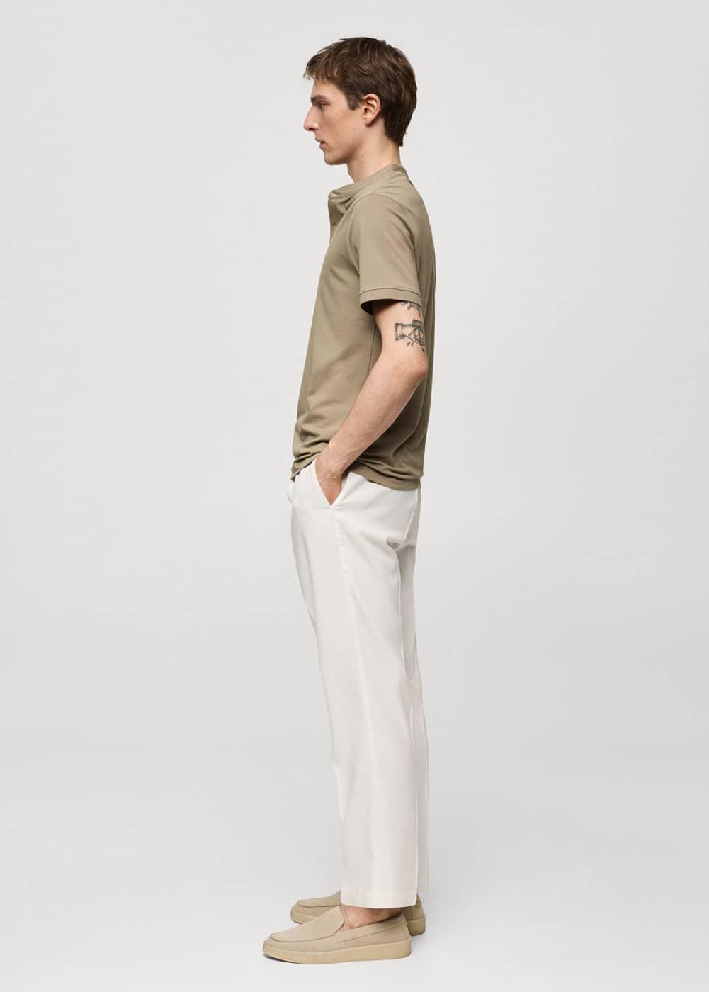 MANGO MAN - Cotton lyocell pleated pants off whiteMen Product Image