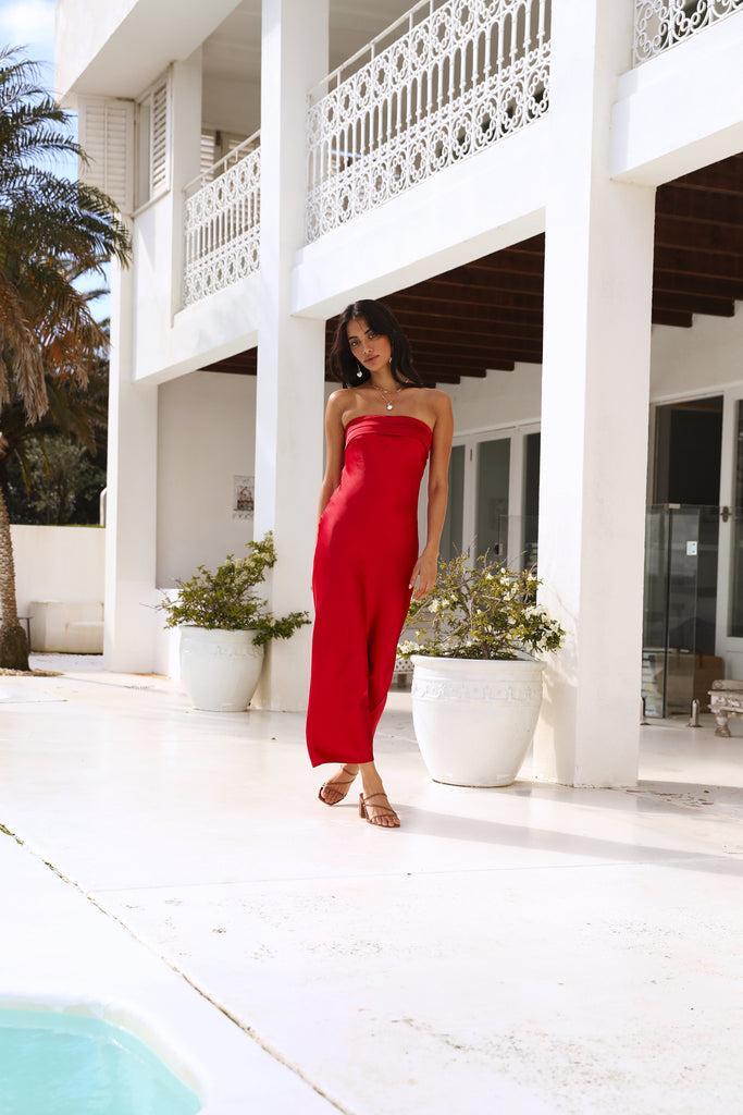 Gleam In Gold Maxi Dress Red product image