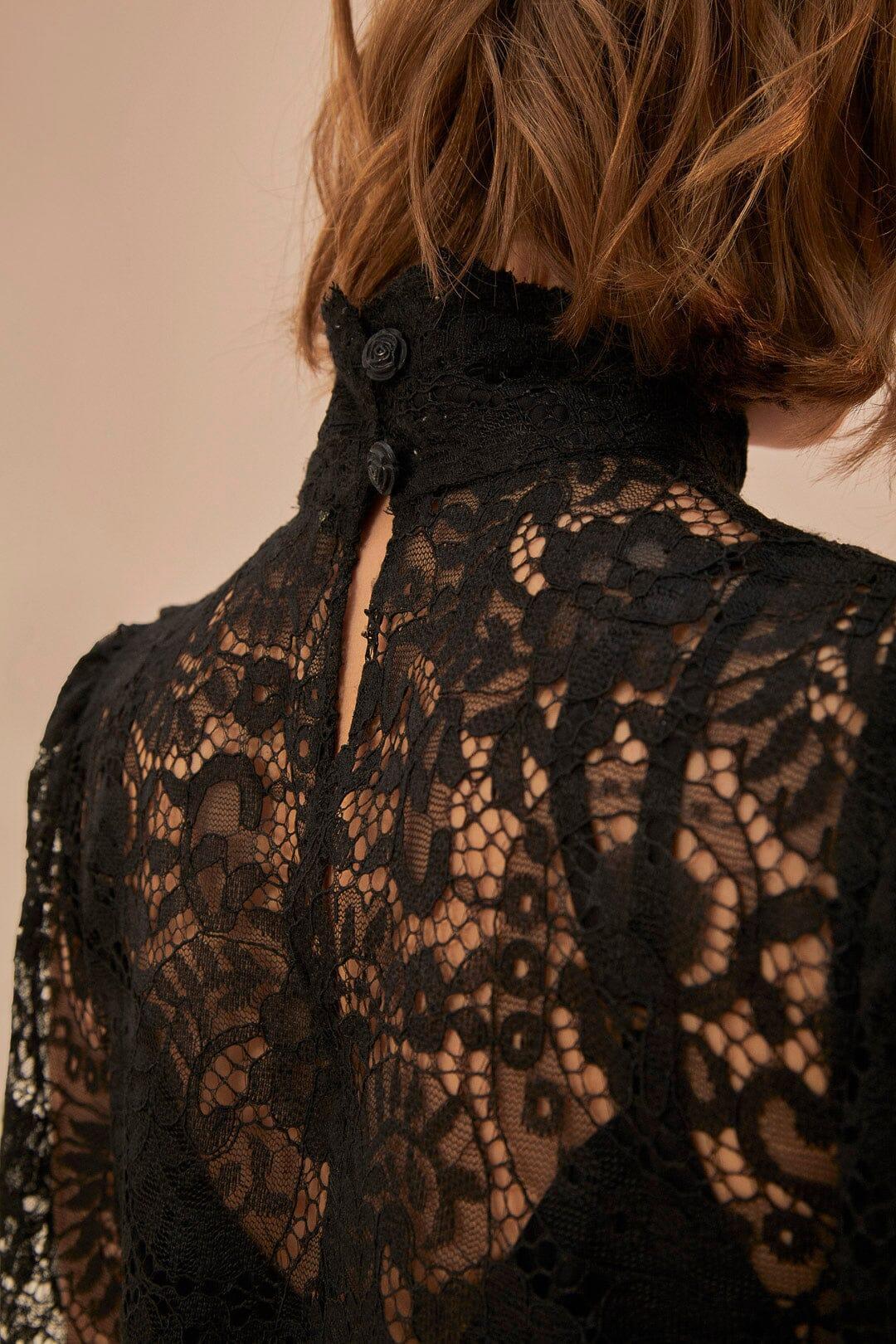 Lace Black Midi Dress Product Image