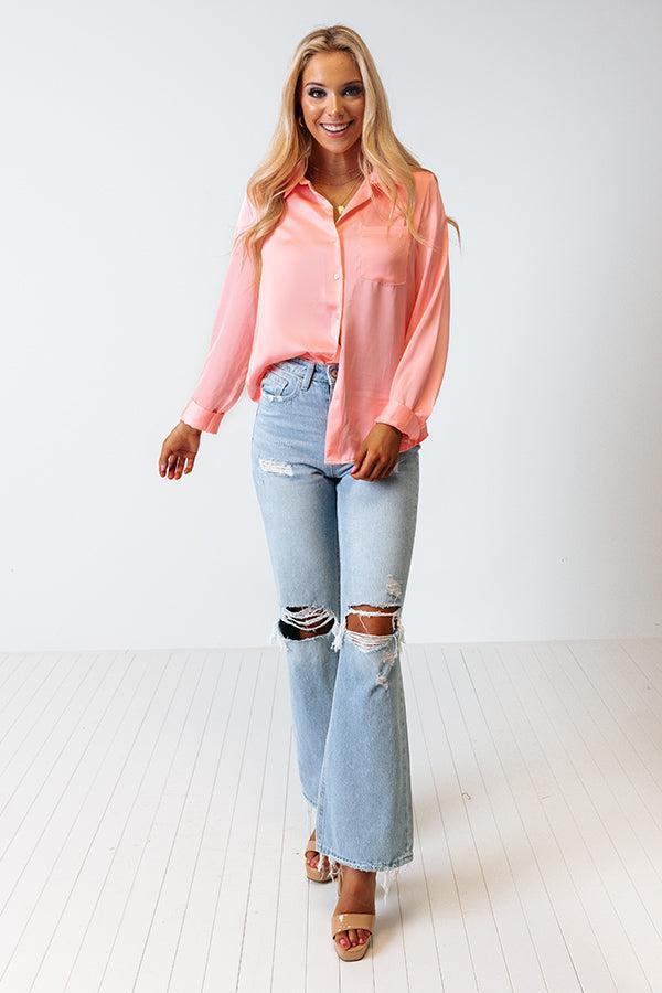 Once In A Lifetime Satin Top In Neon Pink Product Image