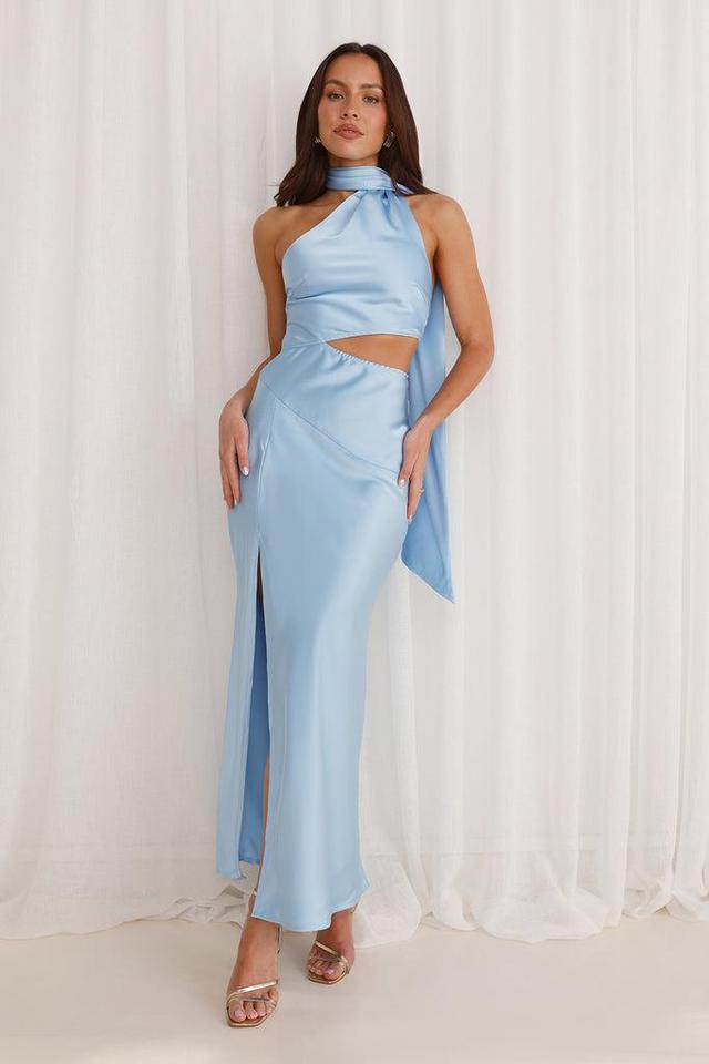 Francesca Satin Midi Dress Blue Product Image