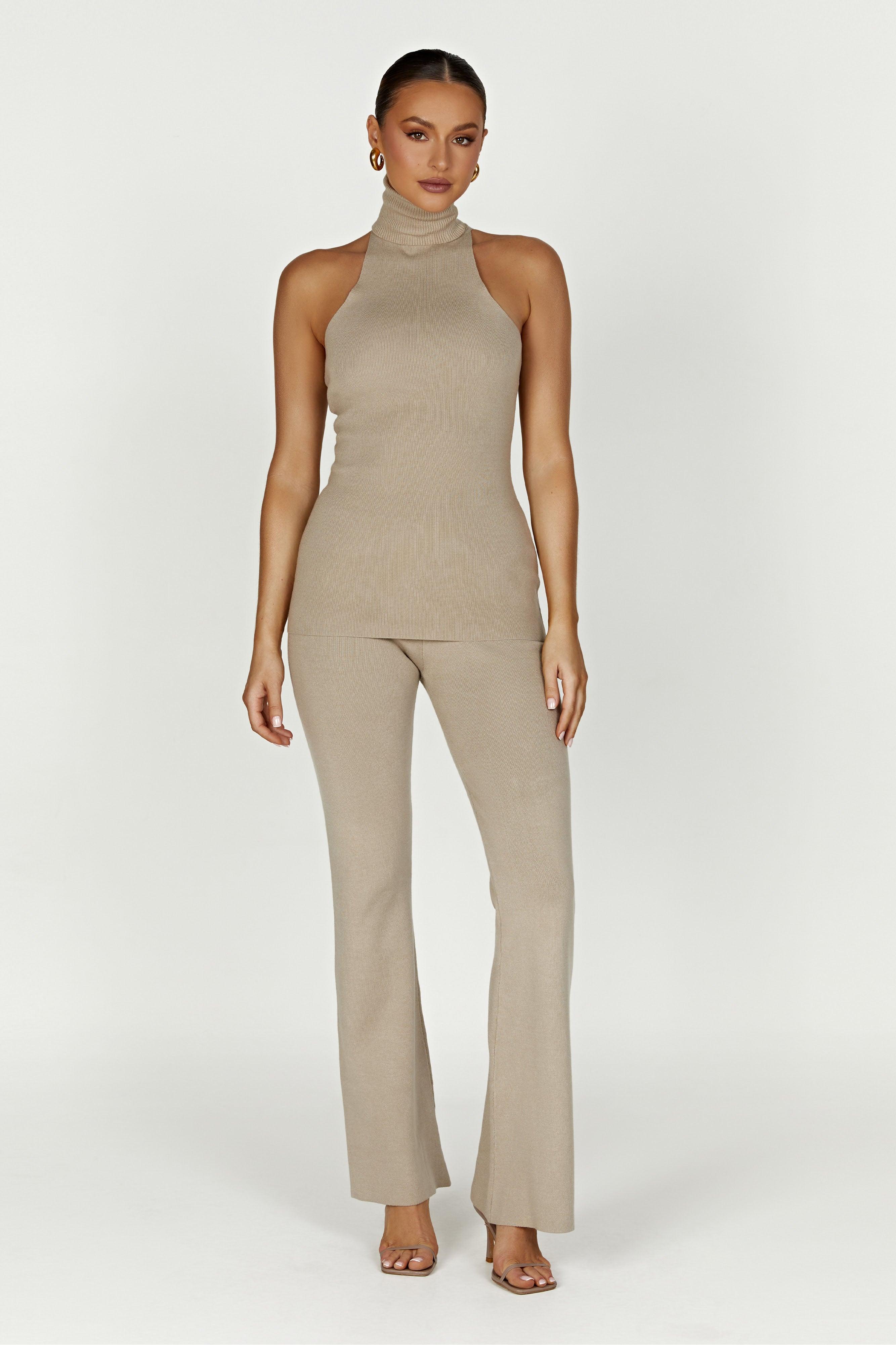 Kelsea Sleeveless Turtleneck Top - Taupe Product Image