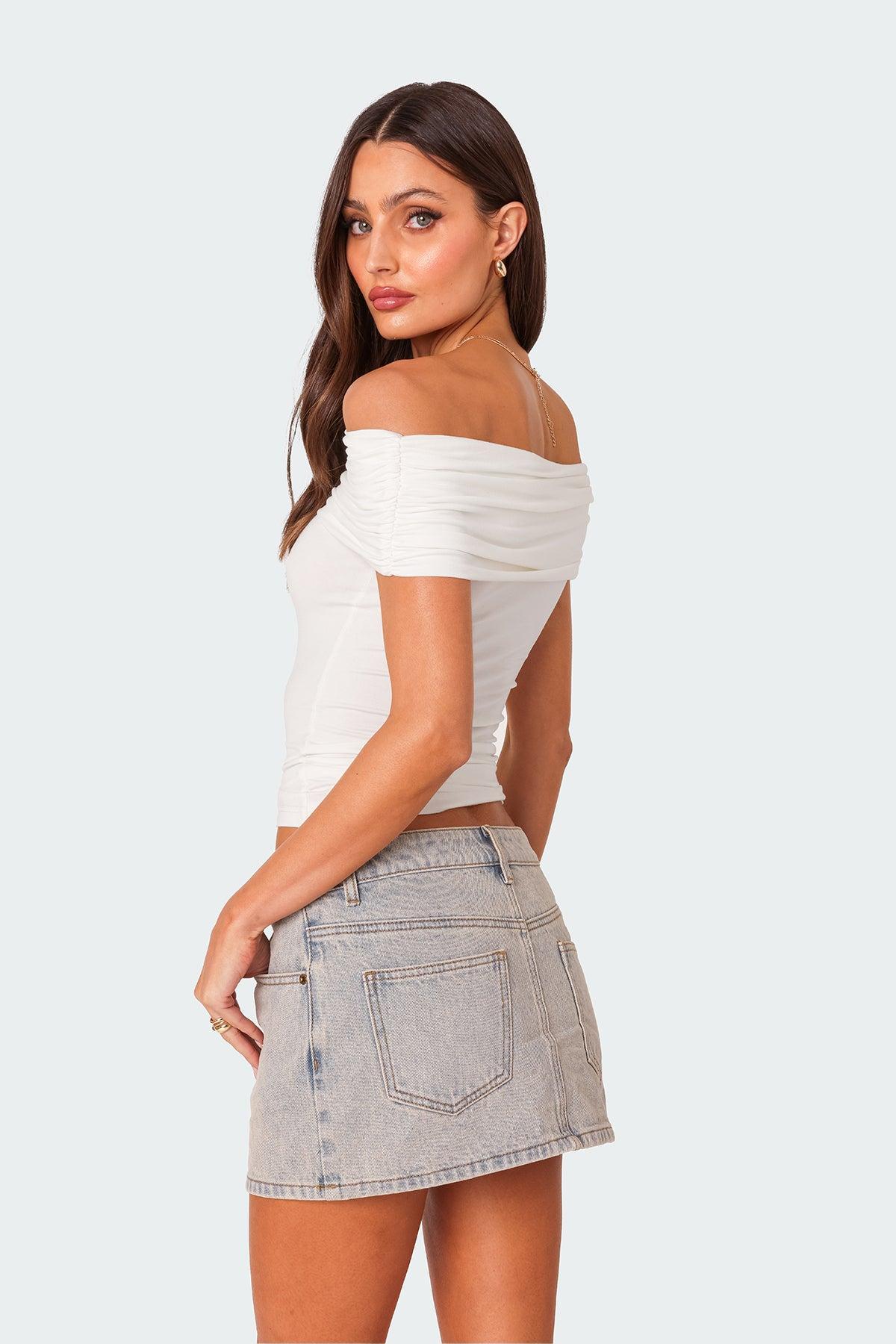 Vintage Washed Denim Mini Skirt Product Image