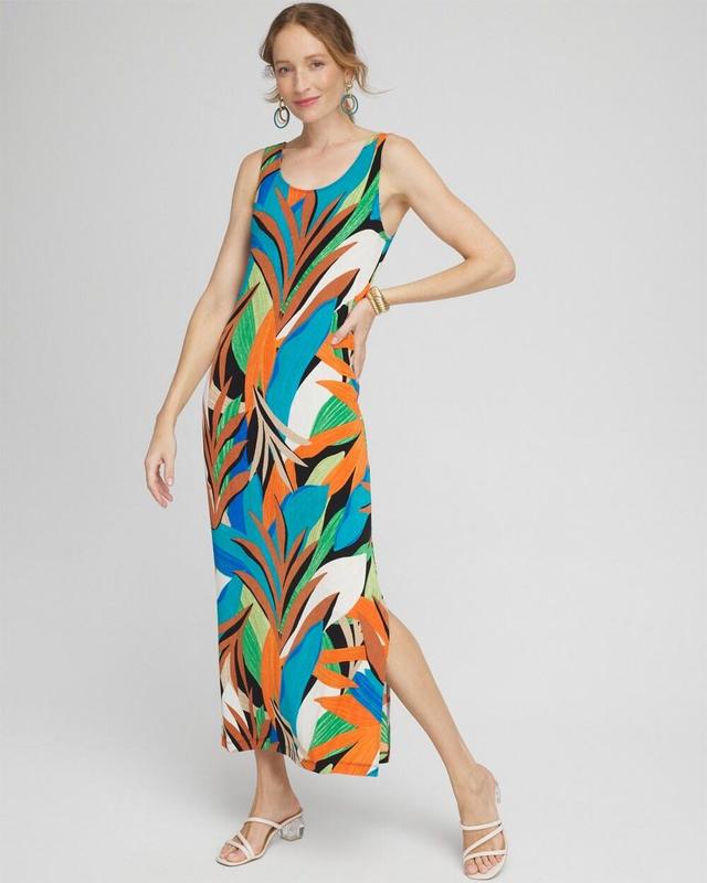 Women's Wrinkle-Free Travelers Palm Print Tank Dress Product Image