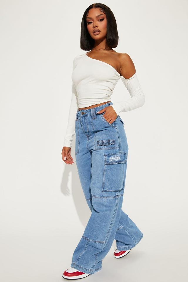 Ready Or Not Cargo Jeans - Light Blue Wash Product Image