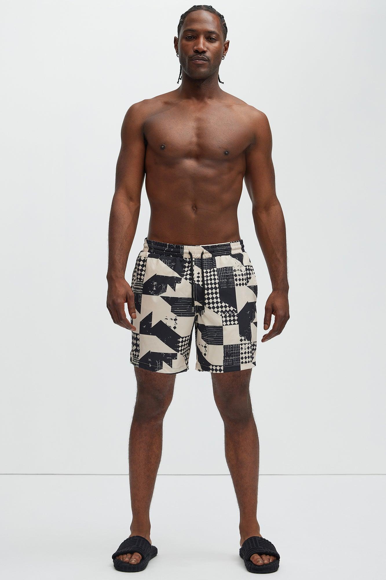 Fuller Geometric Swim Trunks - Black/combo Product Image