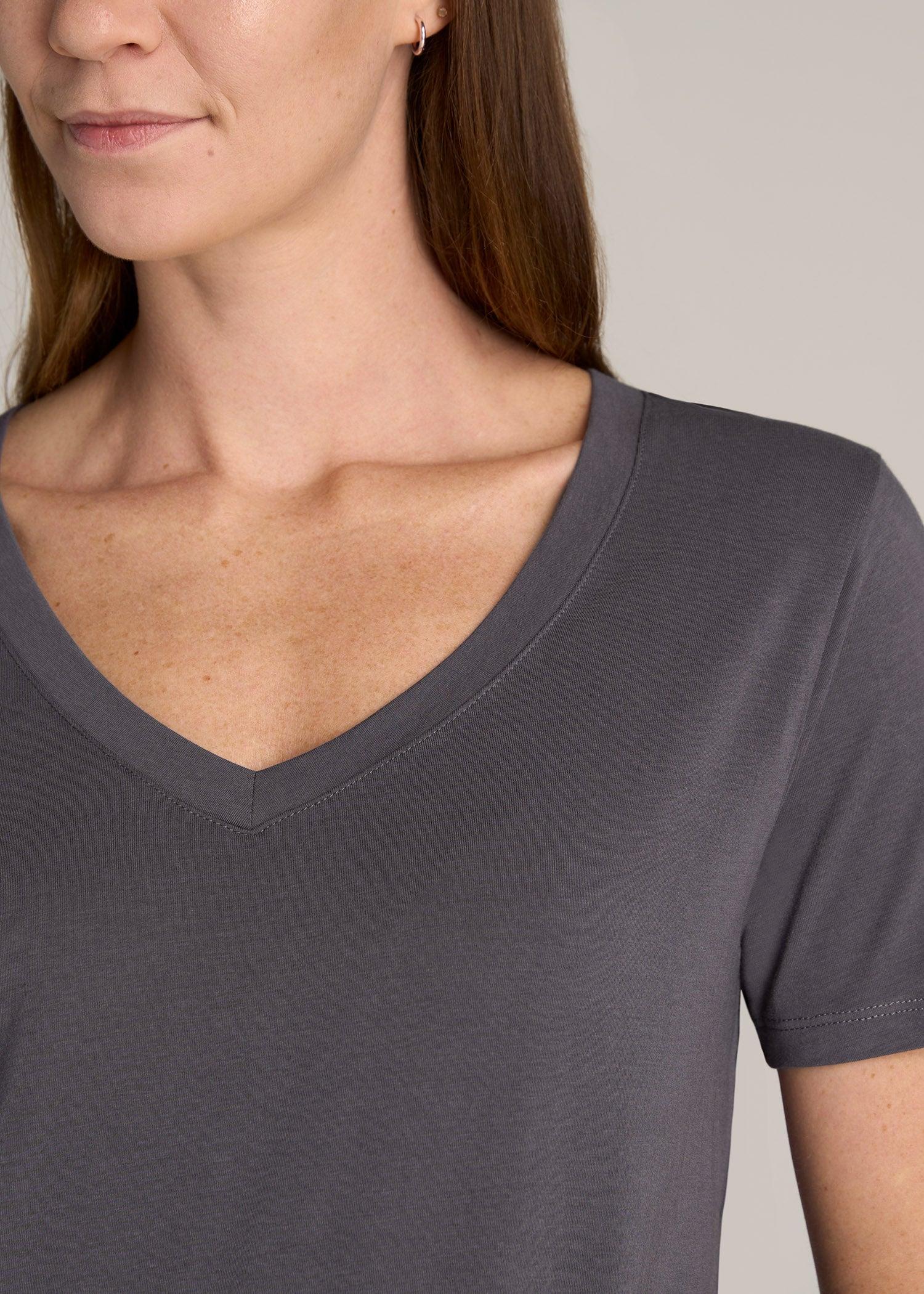 Women's Tall Scoop V-Neck Tee in Charcoal Female Product Image