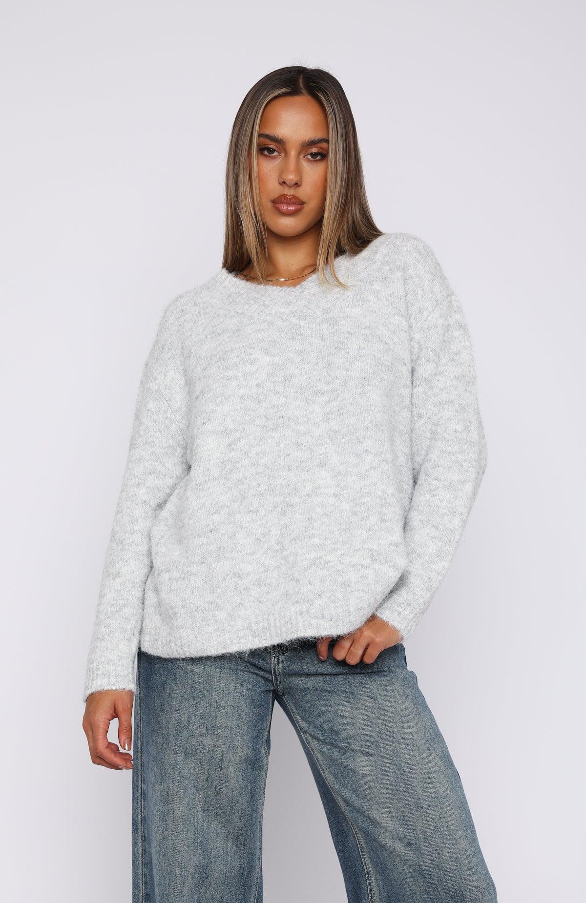 Don't Doubt It Oversized Sweater Light Grey Product Image