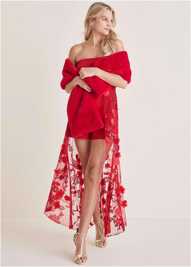 Faux-Fur Wrap - Red Product Image