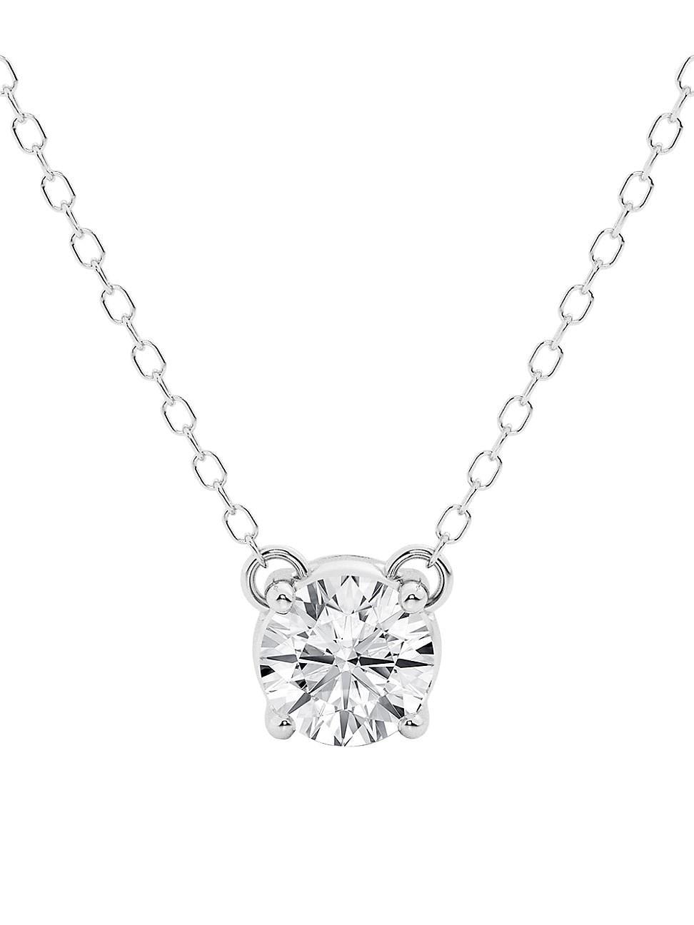 Womens 14K White Gold & 0.3 TCW Round Diamond Solitaire Pendant Necklace Product Image