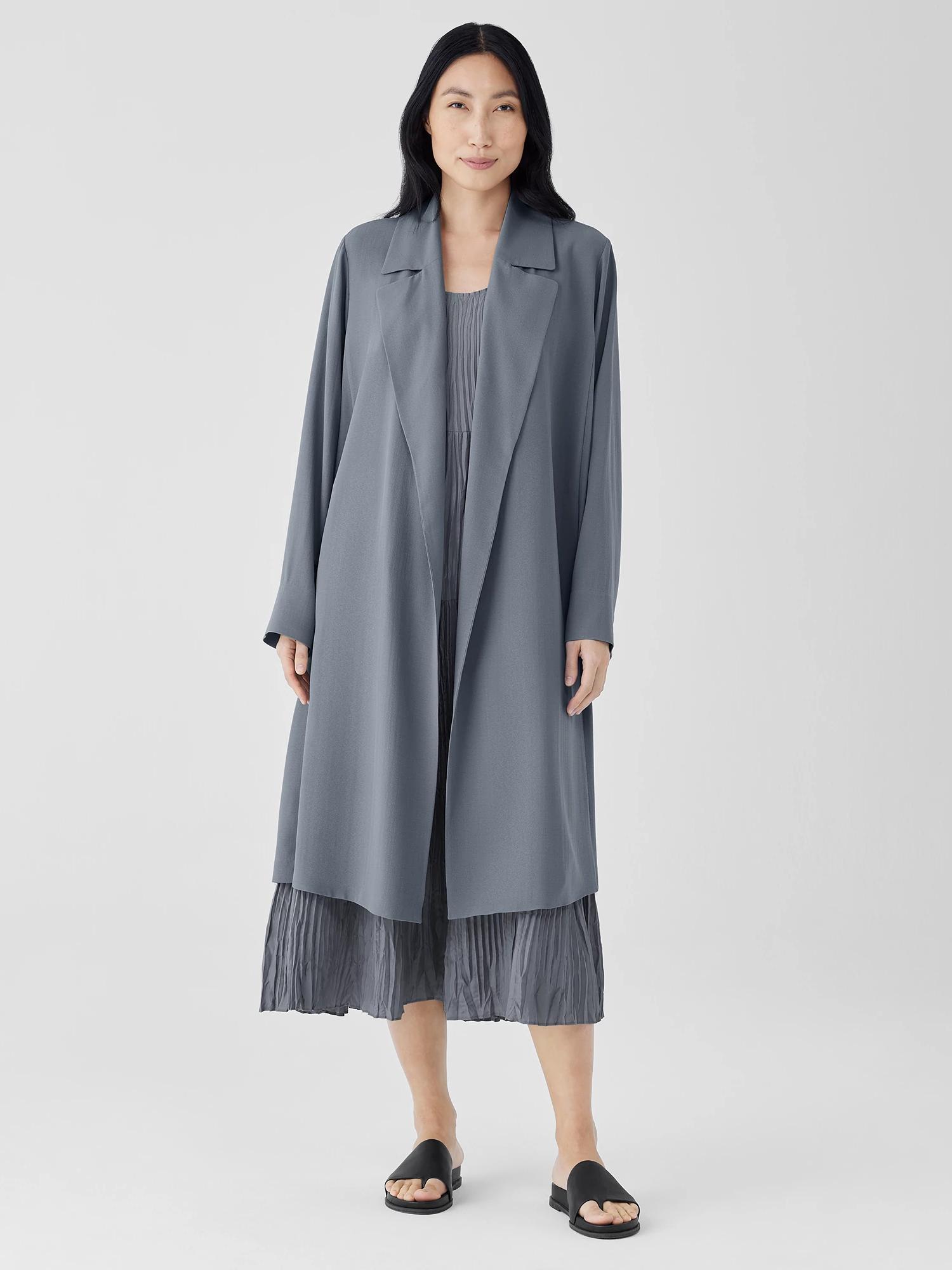 EILEEN FISHER Silk Georgette Crepe Trench Coatfemale Product Image