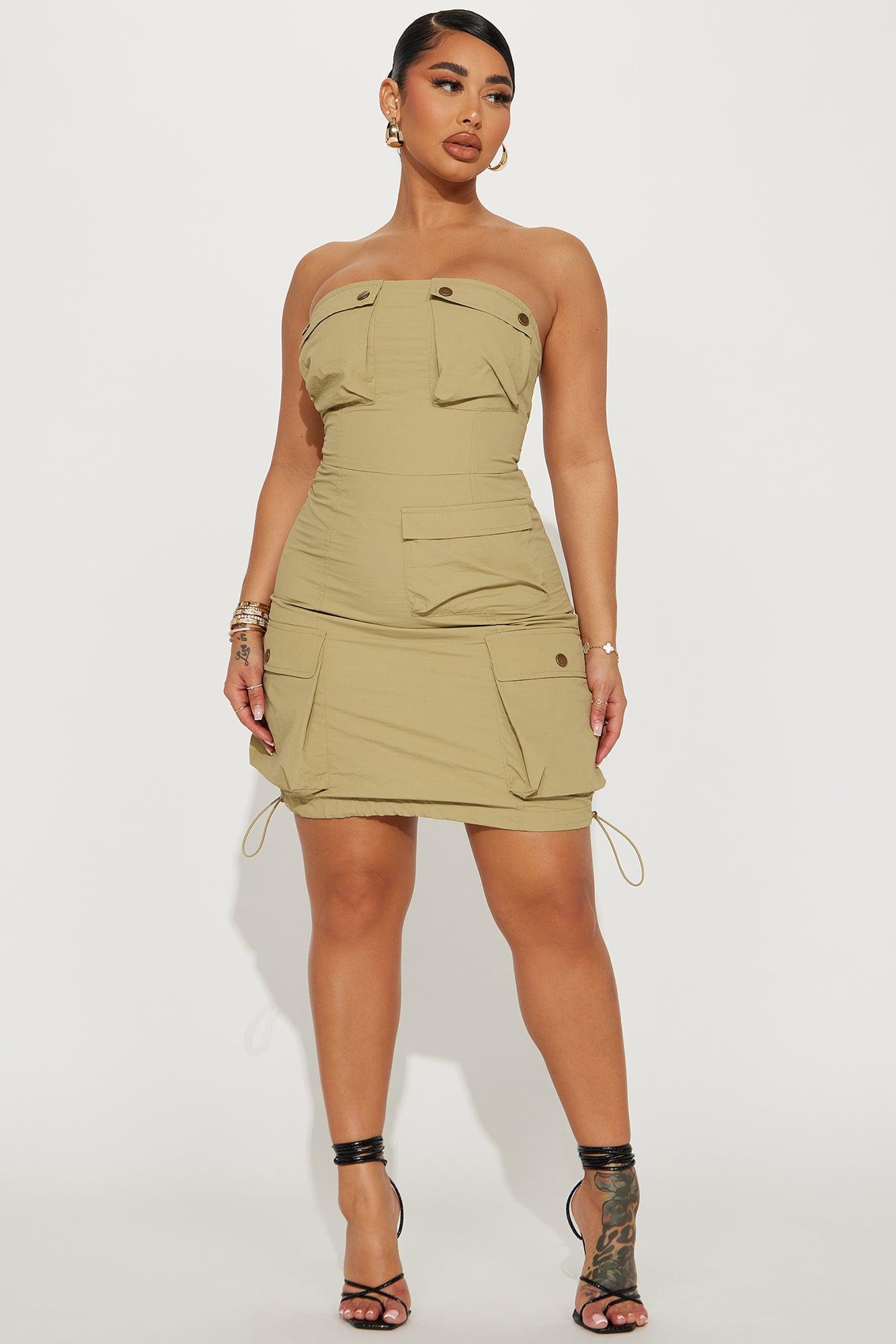 Arianna Cargo Mini Dress - Khaki Product Image