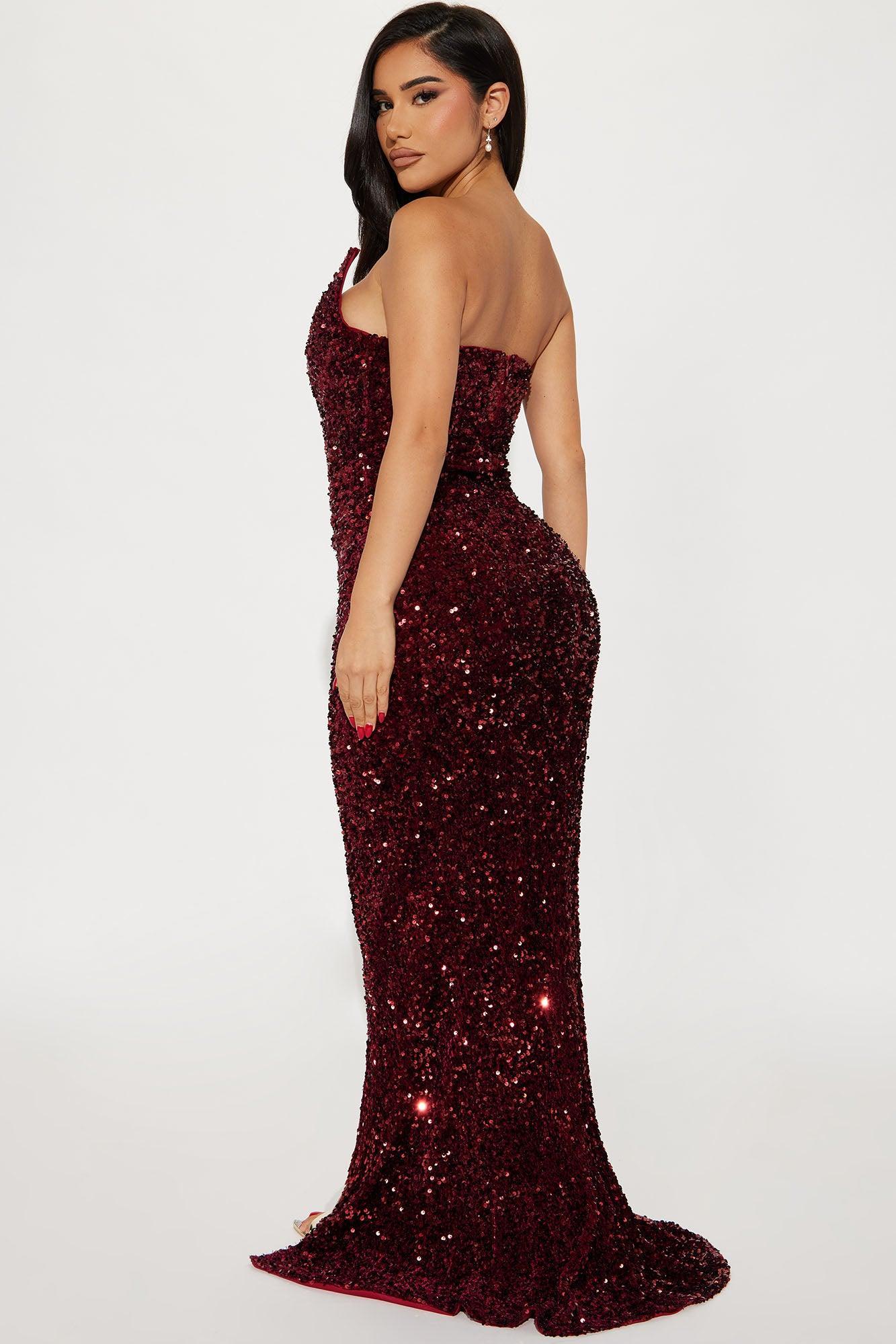 Glamour Sequin Gown - Burgundy Product Image