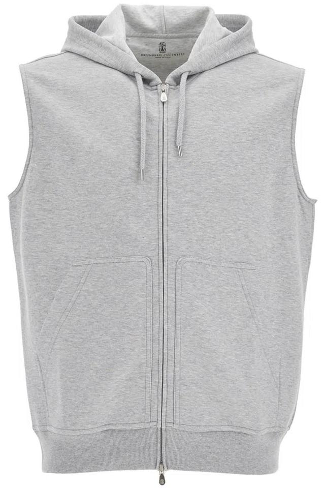 Hooded Jersey Vest With Hood In Grau Product Image