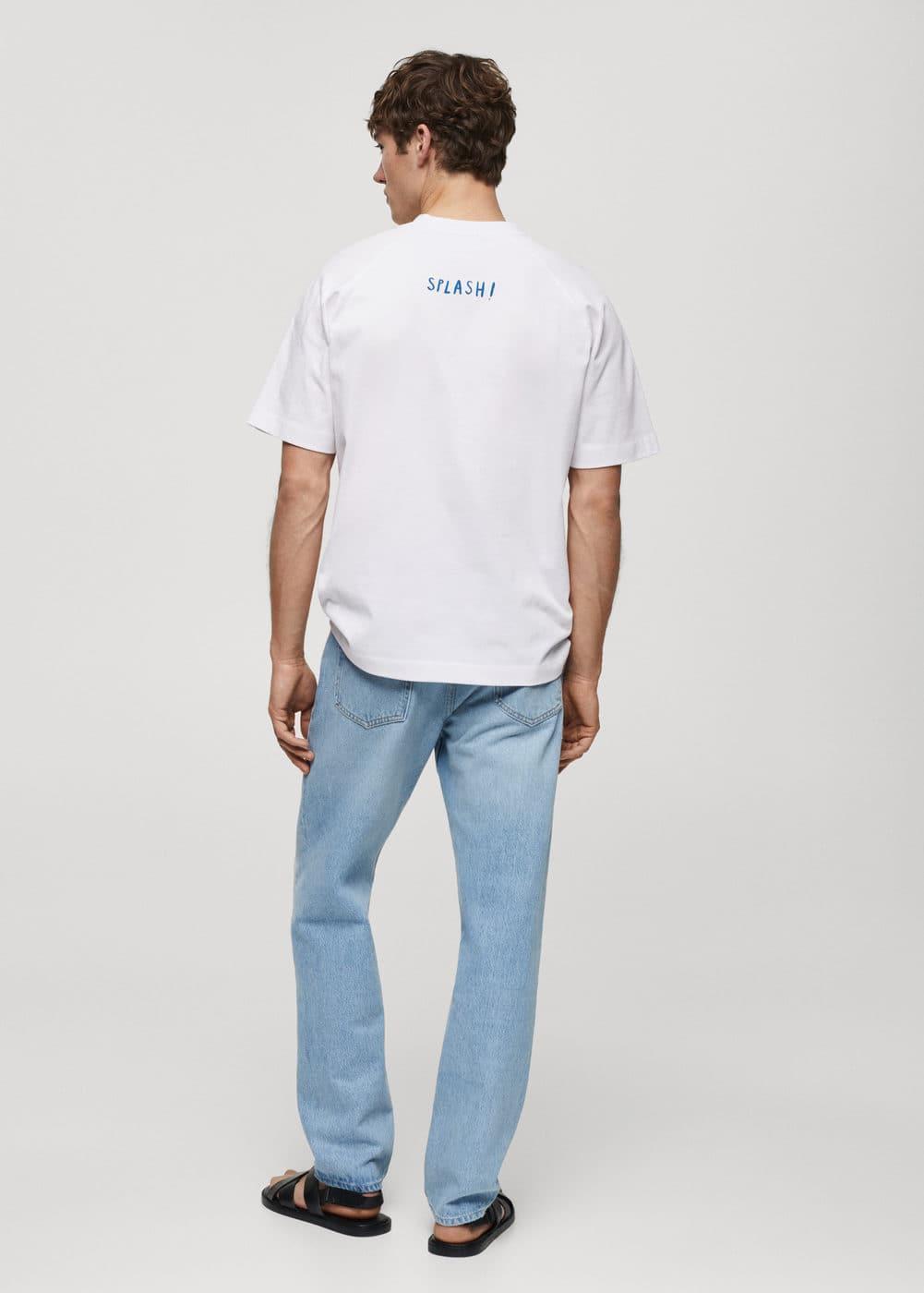 MANGO MAN - Cotton T-shirt printed with drawing whiteMen Product Image