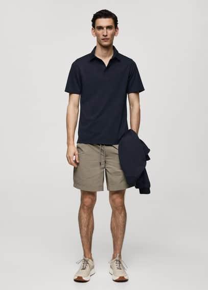 MANGO MAN - Slim-fit quick-drying polo shirt dark navyMen Product Image