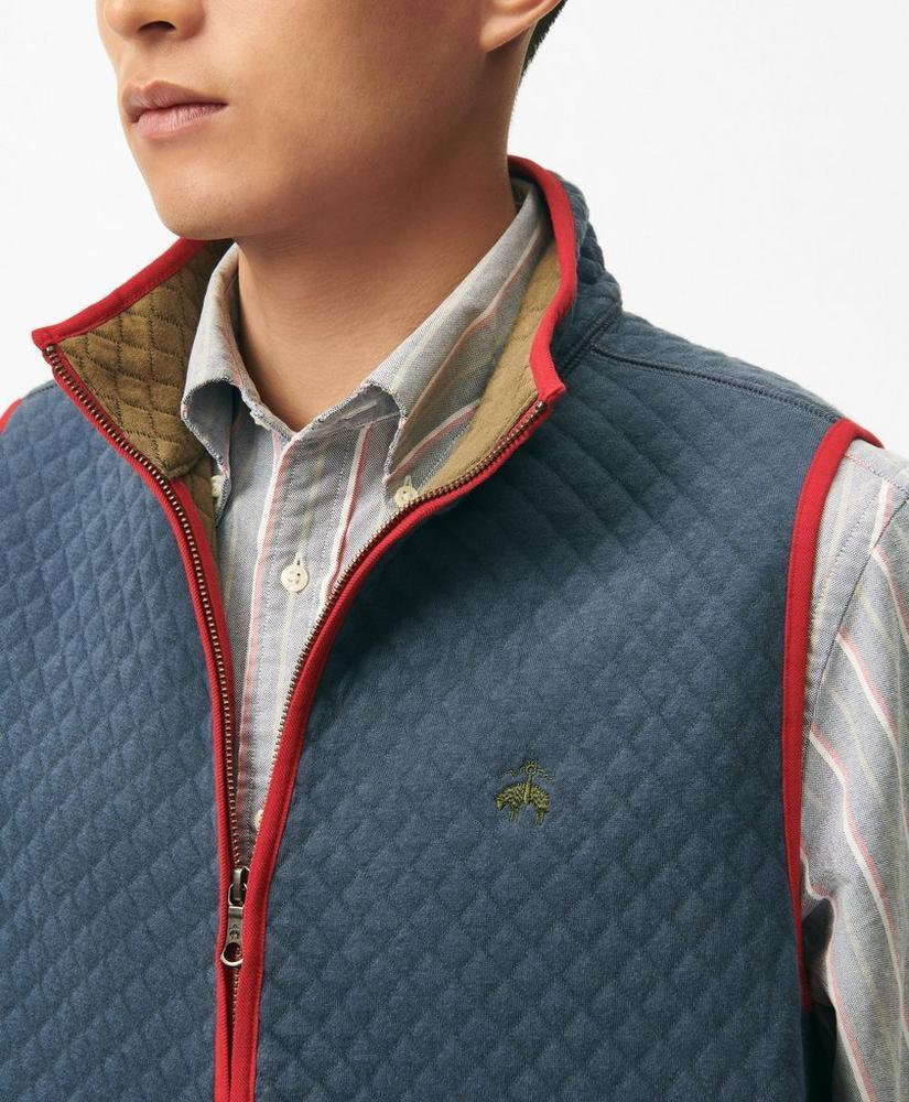 Diamond-Quilted Zip Vest in Cotton Blend Product Image