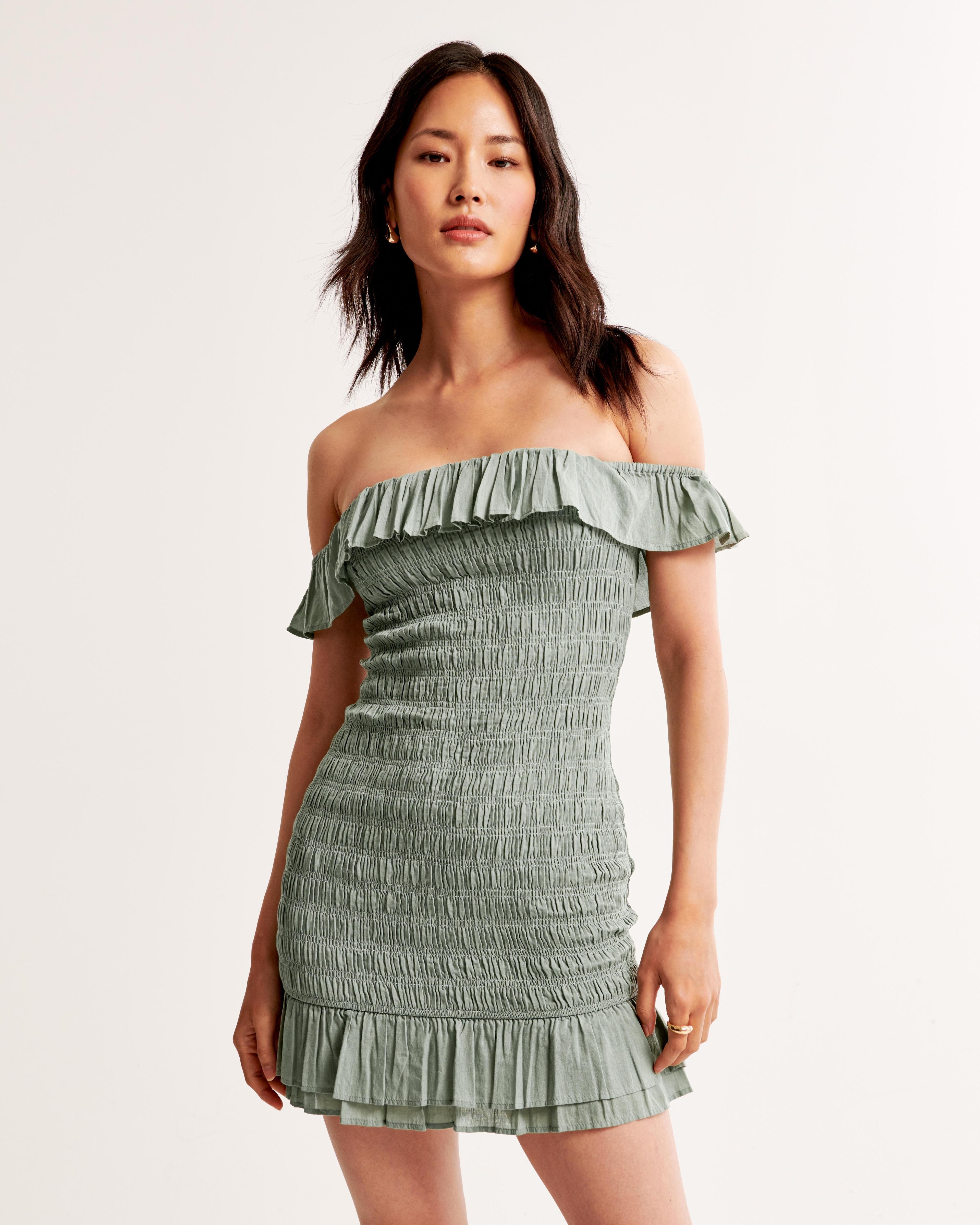 Off-The-Shoulder Smocked Mini Dress Product Image