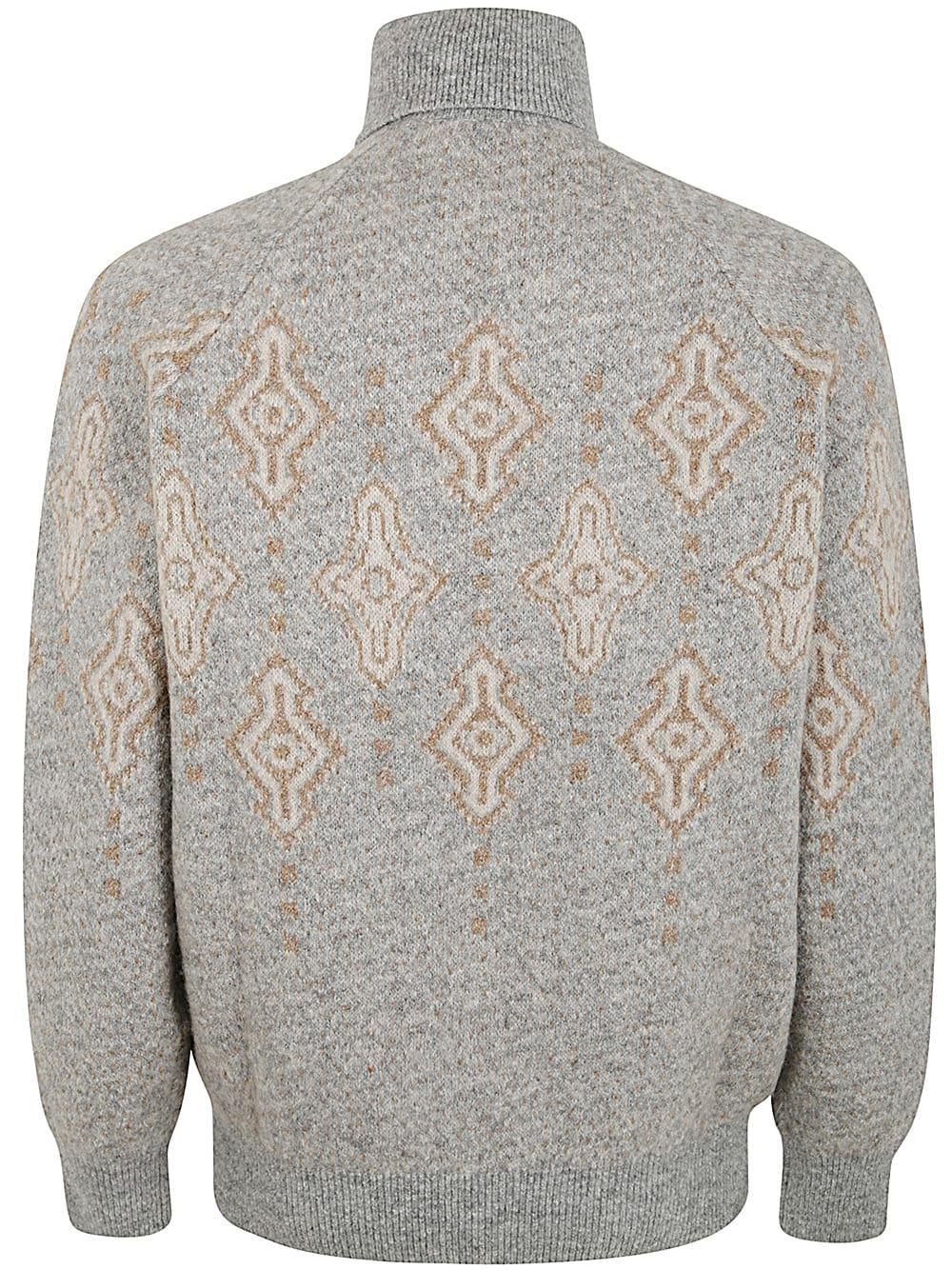 BRUNELLO CUCINELLI Patterned-intarsia Roll-neck Jumper In Grey Product Image