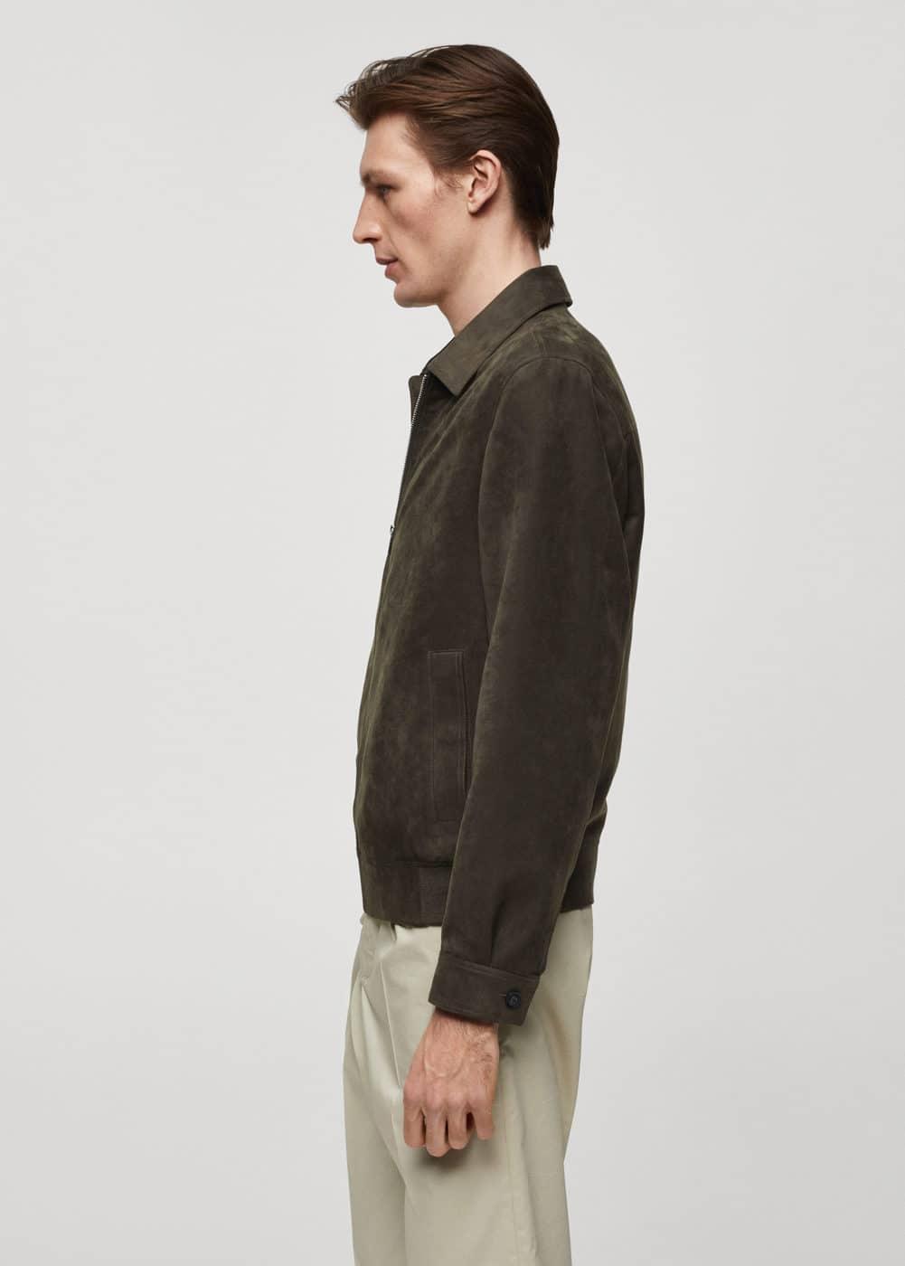 MANGO MAN - Suede-effect jacket with zipper greyMen Product Image