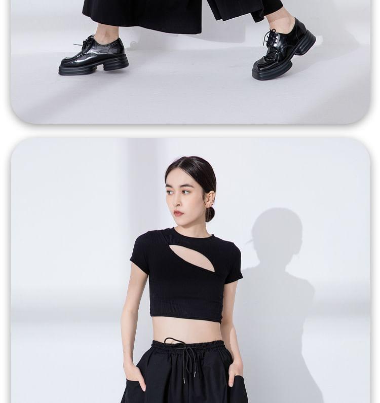 Drawstring Waist Plain Cropped Culottes Product Image