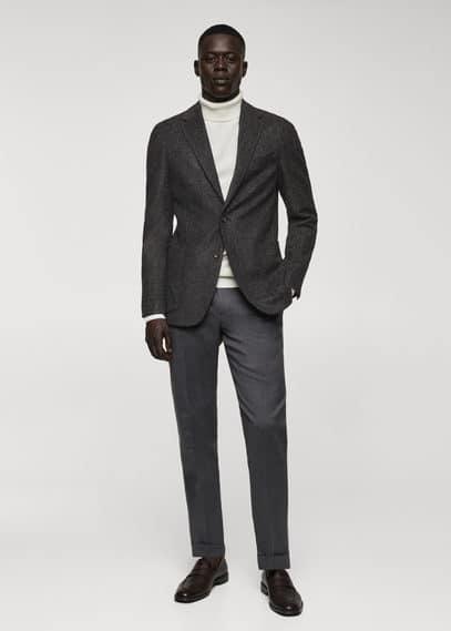 MANGO MAN - Pinstripe virgin wool blazer greyMen Product Image