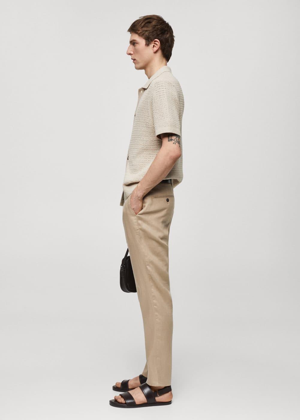 MANGO MAN - Slim-fit 100% linen pants beigeMen Product Image